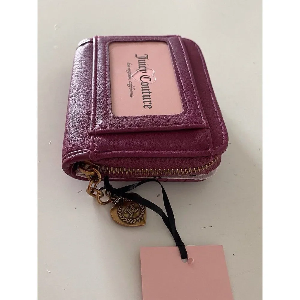 Juicy Couture Juicy Romance Coin Zip Around Wallet Plum Berry NEW‎